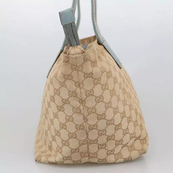 GUCCI GG Canvas Sherry Line Shoulder Bag Beige Blue Silver 131230 Auth 103323 - Picture 6 of 16